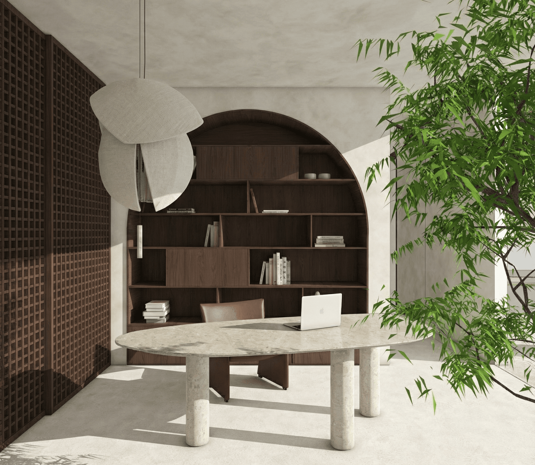 Domáca pracovňa s pokojnou atmosférou a čistým rozvrhom